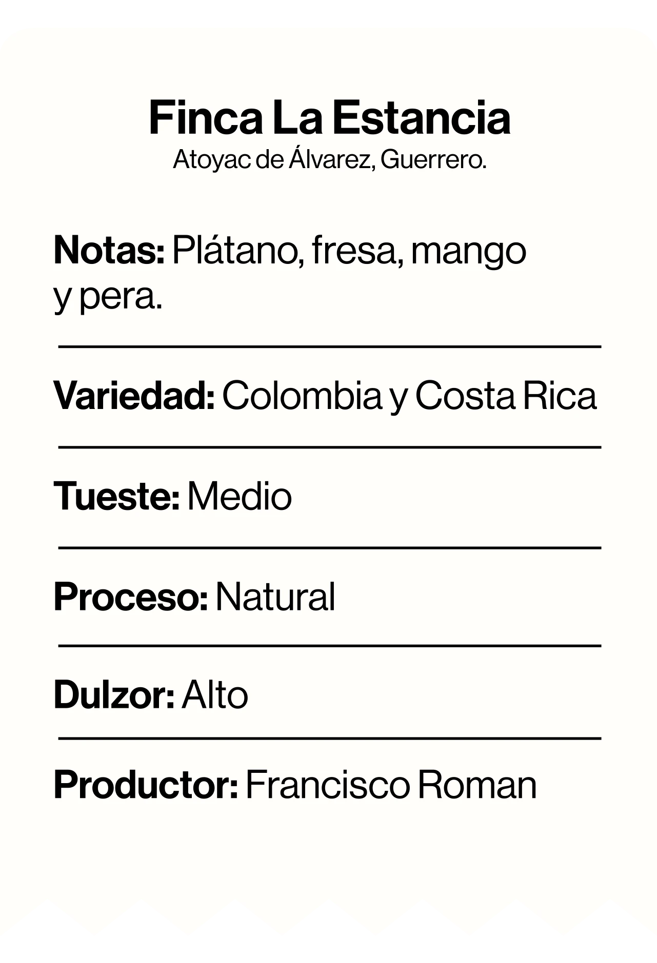 Finca La Estancia, Café de Especialidad