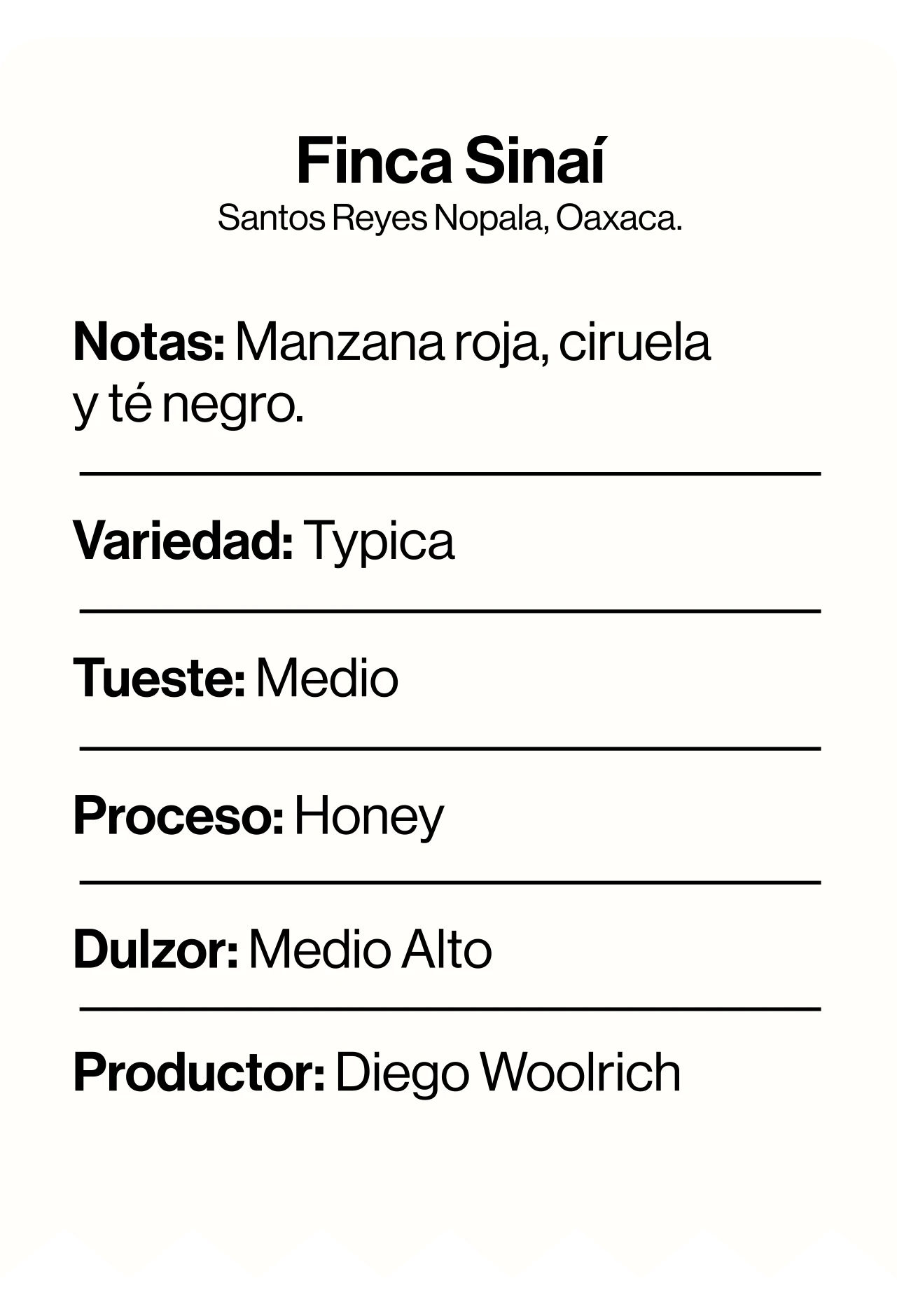 Finca Sinaí Black Honey, Café de Especialidad